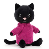 Jellycat: przytulanka czarny kot w sweterku Knitten Kitten Fuschia - Noski Noski