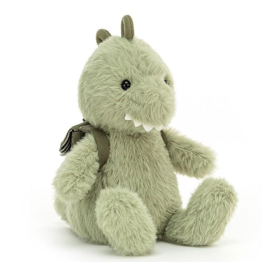 Plecak Jellycat Dino Backpack 24 cm, pluszowy dinozaur, miękki i idealny dla dzieci, wzbudzający uśmiech i radość.