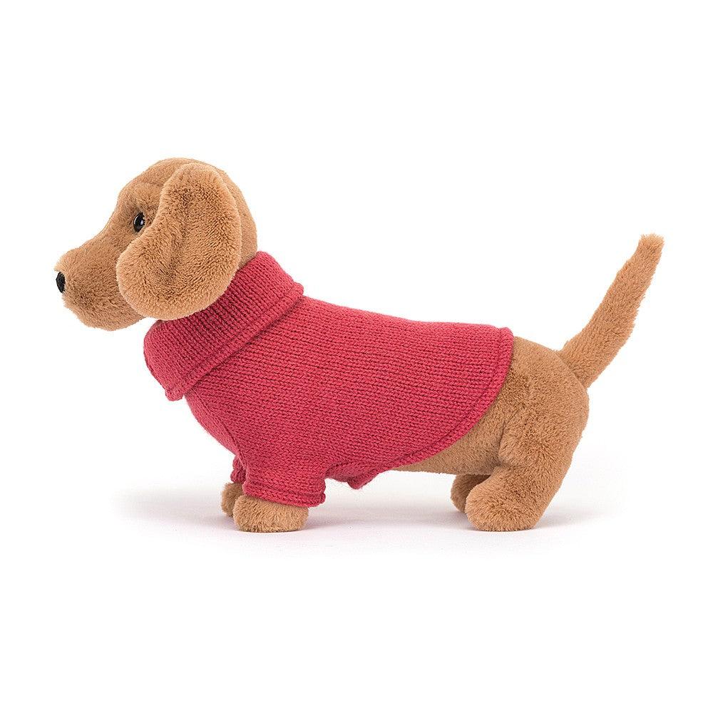 Jellycat: przytulanka jamnik w sweterku Sweater Sausage Dog Pink 14 cm - Noski Noski