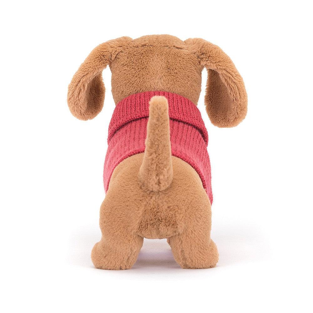 Jellycat: przytulanka jamnik w sweterku Sweater Sausage Dog Pink 14 cm - Noski Noski