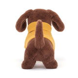 Jellycat: przytulanka jamnik w sweterku Sweater Sausage Dog Yellow 14 cm - Noski Noski
