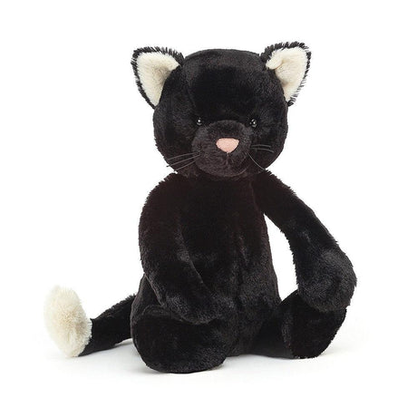 Pluszak Jellycat Bashful Black Kitten 31 cm, aksamitny kociak z różowym noskiem, idealna przytulanka dla dzieci.