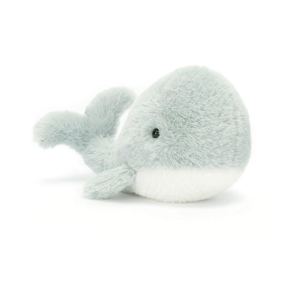 Płetwal Jellycat Wavelly Whale Grey 13 cm, miękka maskotka wieloryb idealna dla najmłodszych, przytulna i urocza.