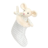 Jellycat: przytulanka myszka w białej skarpecie Shimmer Stocking Mouse 20 cm - Noski Noski