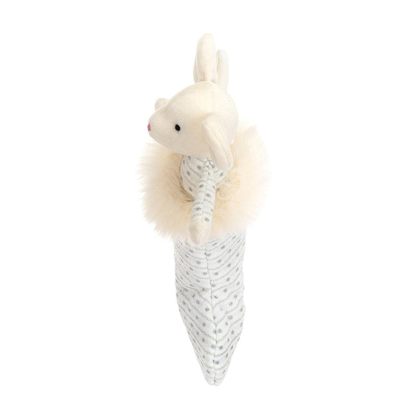 Jellycat: przytulanka myszka w białej skarpecie Shimmer Stocking Mouse 20 cm - Noski Noski