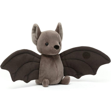 Brązowy pluszak nietoperz Jellycat Wrapabat 16 cm, miękka maskotka z zapięciem na rzep, idealna do przytulania.