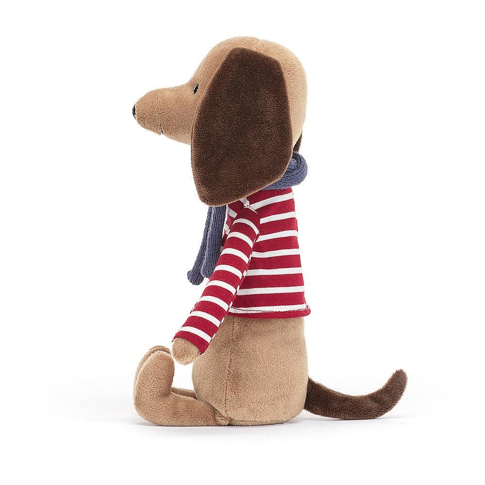 Jellycat: przytulanka piesek w sweterku i szaliku Beatnik Buddy Sausage Dog 27 cm - Noski Noski
