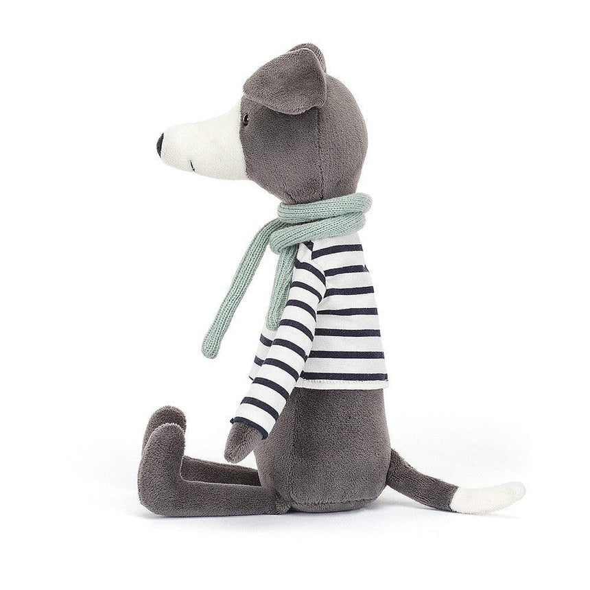 Jellycat: przytulanka piesek w sweterku i szaliku chart Beatnik Buddy Whippet 27 cm - Noski Noski