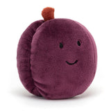 Pluszowa śliwka maskotka dla niemowlaka, idealna do tulenia, mięciutka z uroczą szypułką, Jellycat Fabulous Fruit Plum.