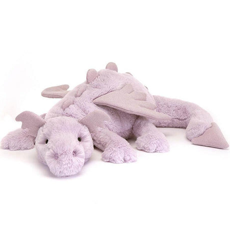 Pluszowa maskotka Jellycat smok Lavender Dragon 66 cm, gigantyczny i mięciutki, idealna do przytulania dla dzieci.