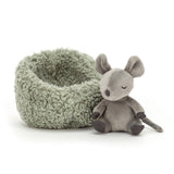 Jellycat: przytulanka śpiąca myszka w gniazdku Hibernating Mouse 7 cm - Noski Noski