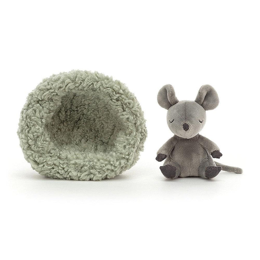 Jellycat: przytulanka śpiąca myszka w gniazdku Hibernating Mouse 7 cm - Noski Noski