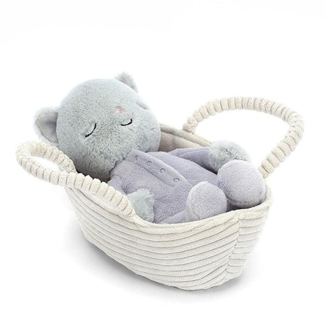 Jellycat: przytulanka śpiący kotek w koszyku Rock-A-Bye Kitten 19 cm - Noski Noski