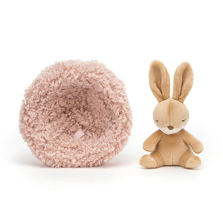 Jellycat: przytulanka śpiący króliczek w gniazdku Hibernating Bunny 12 cm - Noski Noski