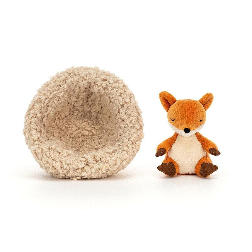 Jellycat: przytulanka śpiący lisek w gniazdku Hibernating Fox 7 cm - Noski Noski