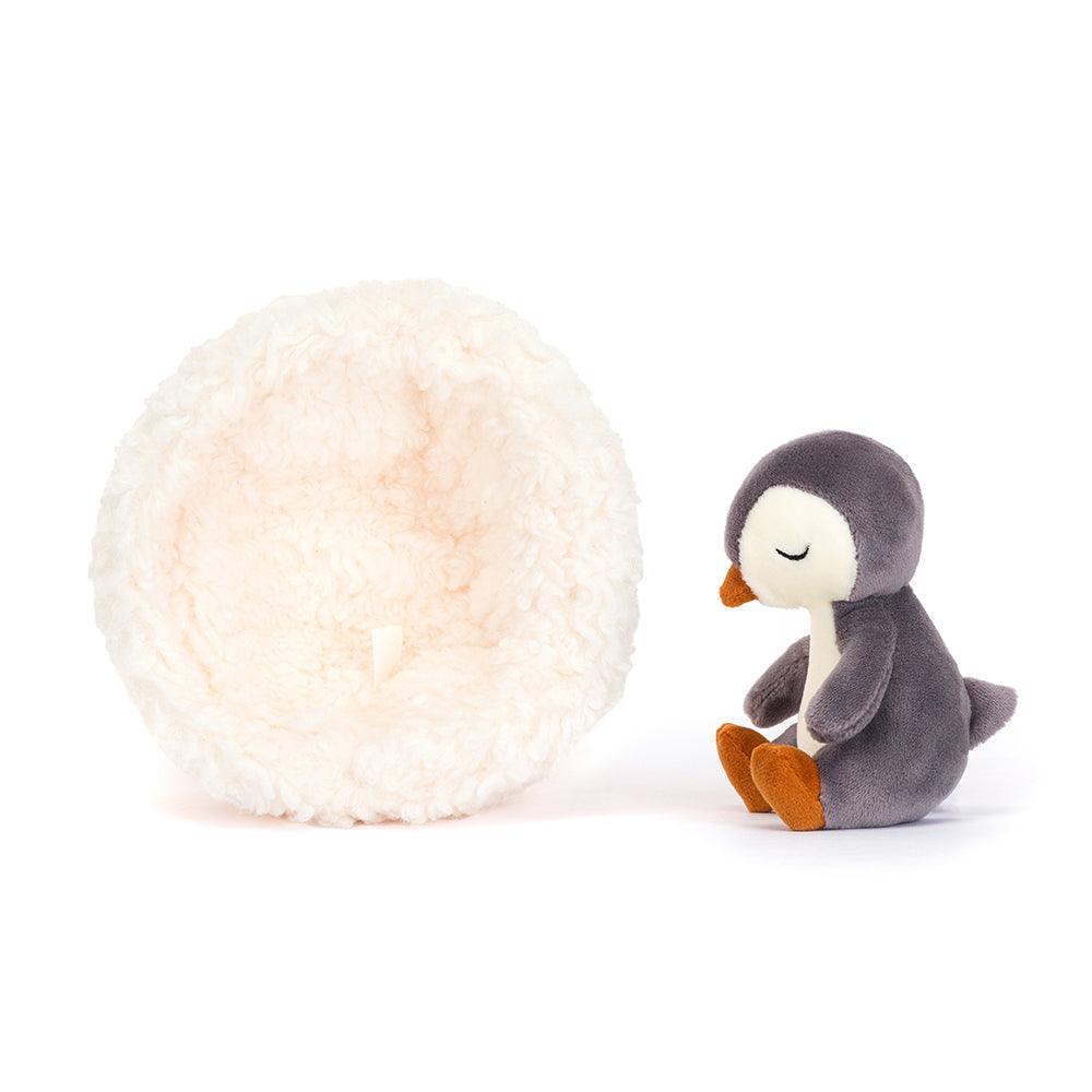 Jellycat: przytulanka śpiący pingwinek w gniazdku Hibernating Penguin 13 cm - Noski Noski