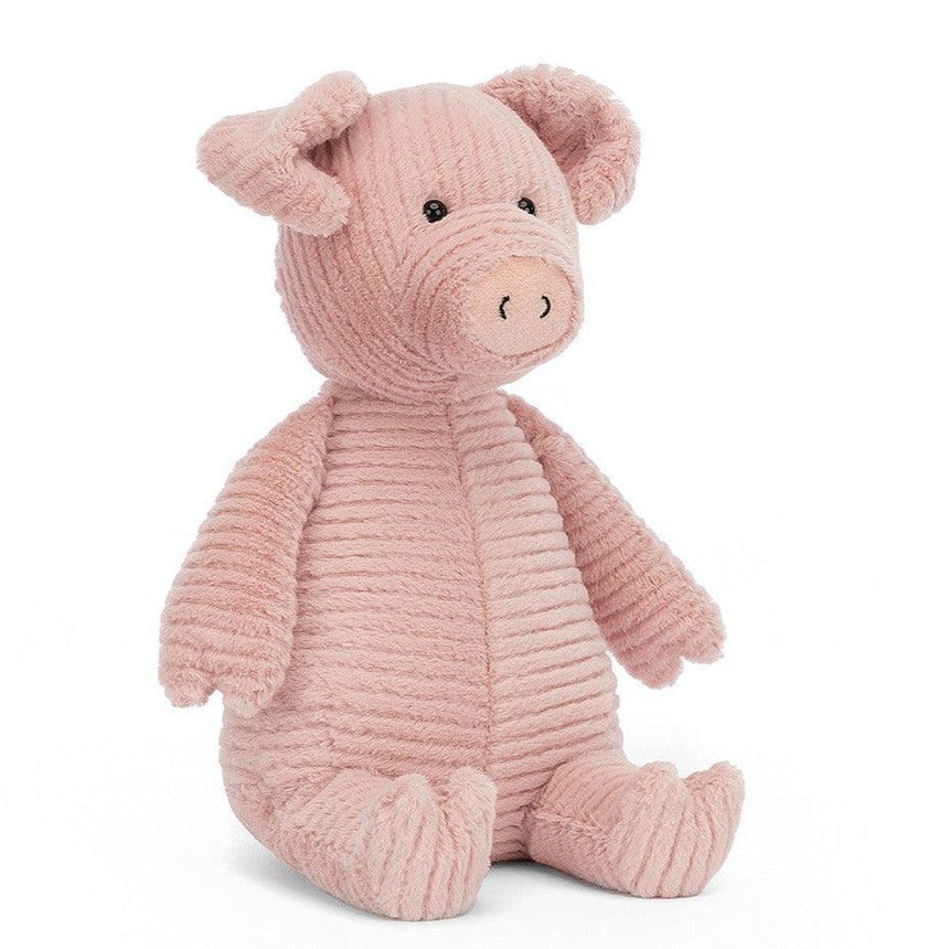 Świnka Jellycat Quaxy Pig - pluszowa maskotka, miękki prążkowany materiał, klapnięte uszka, zakręcony ogonek.