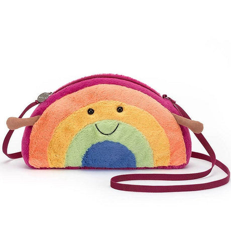 Torebka nerka Jellycat Amuseable Rainbow 25 cm dla dzieci, miękka, tęczowa, idealna na codzienne przygody.
