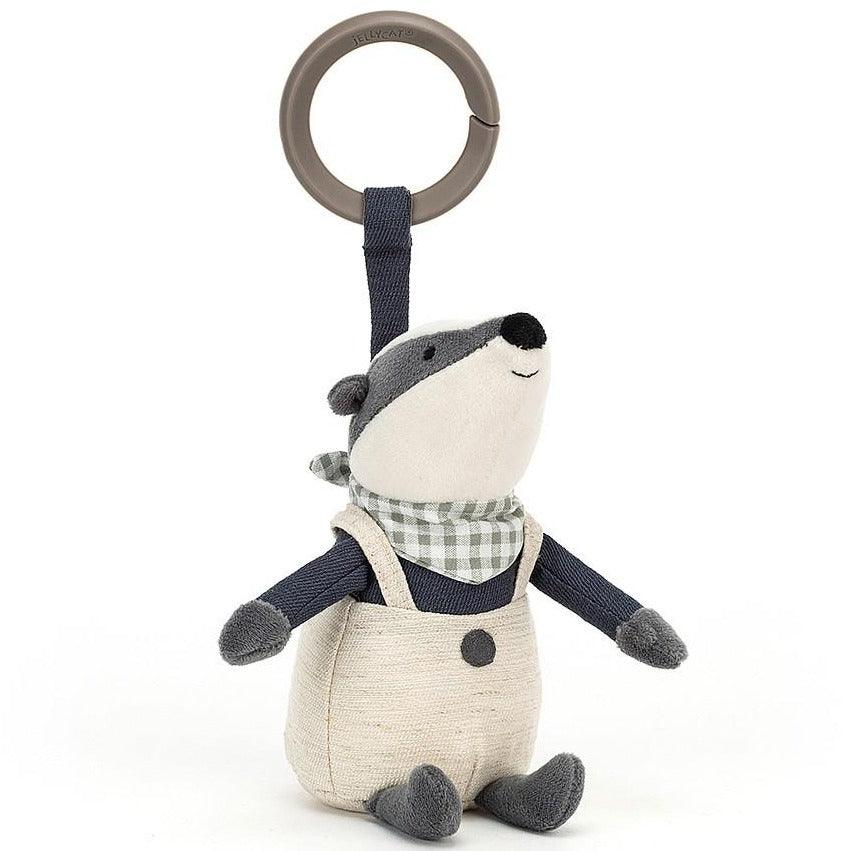 Jellycat: zawieszka grzechotka borsuk Little Rambler Badger Rattle - Noski Noski