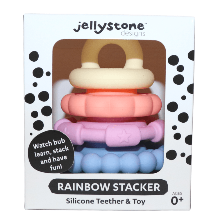 Jellystone Designs: silikonowa pastelowa wieża Pastel Rainbow Stacker - Noski Noski