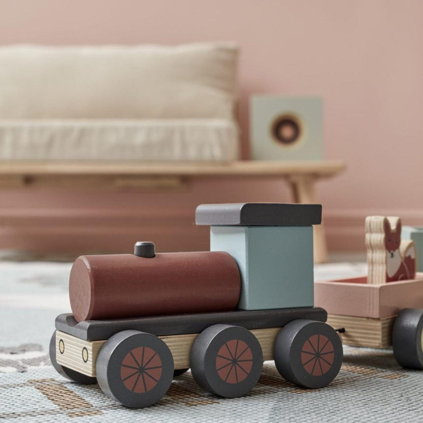 Kid's Concept: drewniany pociąg ze zwierzątkami Edvin - Noski Noski