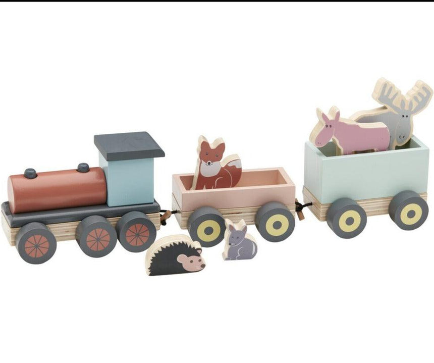 Kid's Concept: drewniany pociąg ze zwierzątkami Edvin - Noski Noski