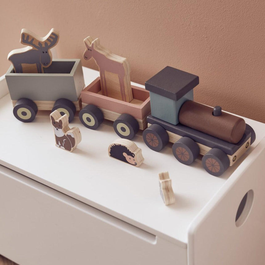 Kid's Concept: drewniany pociąg ze zwierzątkami Edvin - Noski Noski