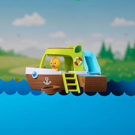 Statek wycieczkowy Klorofil - edukacyjna i kreatywna zabawka z ruchomymi elementami i miejscem na piknik dla dzieci.