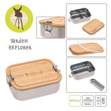 Lassig: lunchbox ze stali nierdzewnej z bambusową pokrywką Garden Explorer - Noski Noski