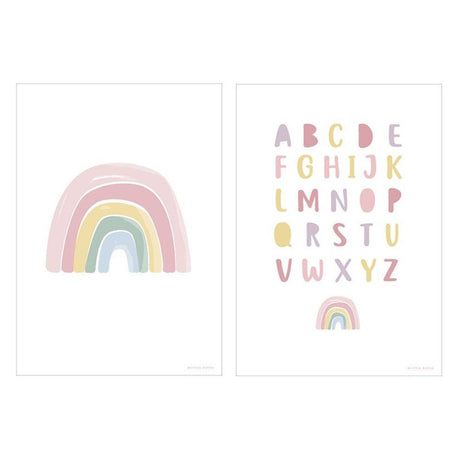 Plakat Alfabet Little Dutch Tęcza Dwustronny A3, kolorowy polski alfabet, edukacyjna dekoracja dla dziecięcego pokoju.
