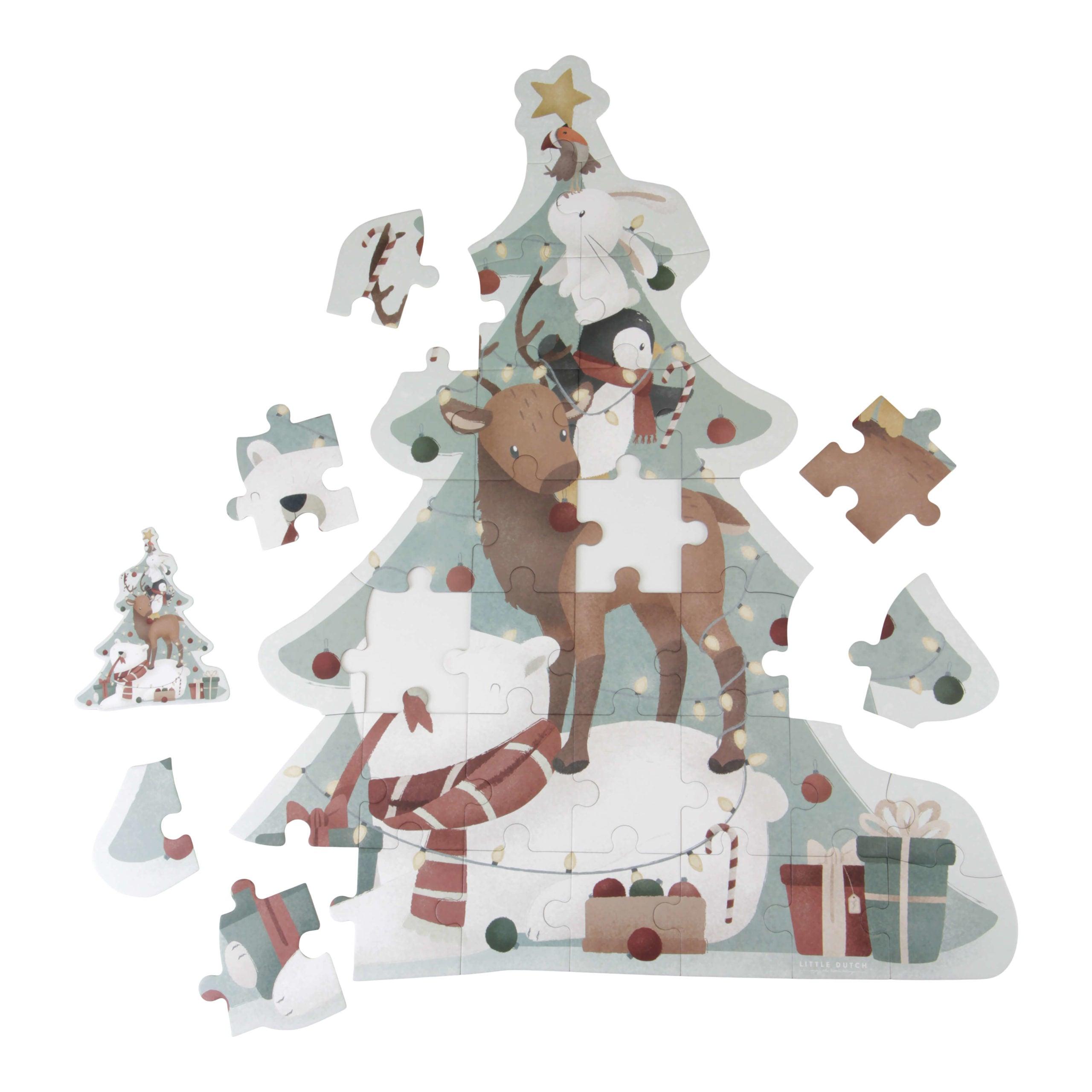 Little Dutch: puzzle z motywem świątecznym X-mas XL 35 el. - Noski Noski