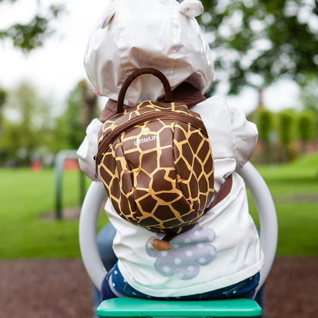 Plecak do przedszkola Littlelife Żyrafa dla chłopca, 2-litrowy, z regulowanymi pasami i uchwytem dla rodzica.