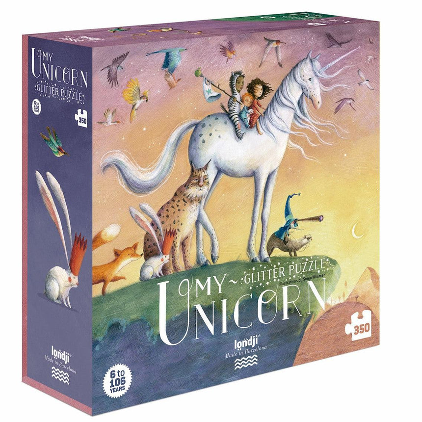 Londji: brokatowe puzzle jednorożec My Unicorn 350 el. - Noski Noski