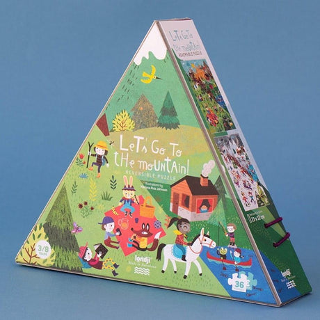 Puzzle Londji Let's Go To The Mountain Dwustronne 36 elementów, ekologiczne, inspirowane górami, dla dzieci.