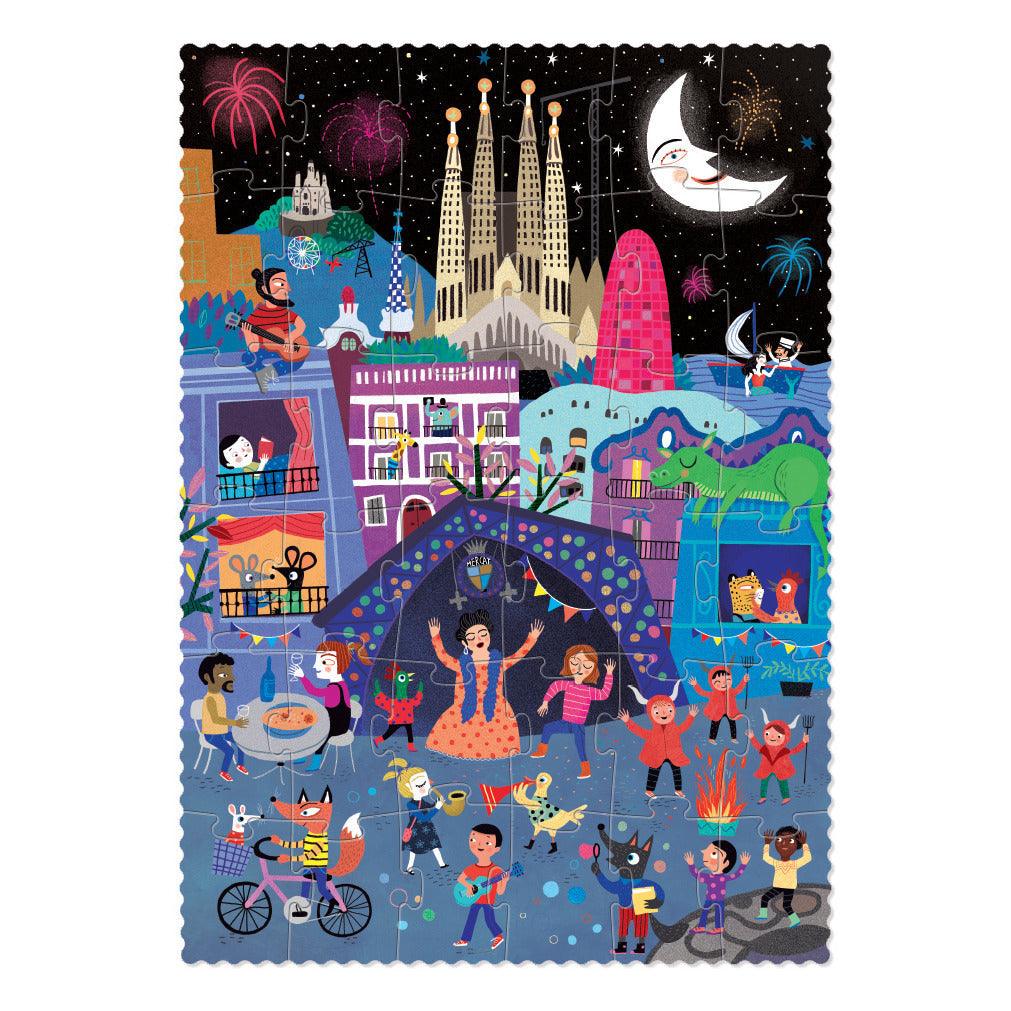 Londji: dwustronne puzzle Night & Day Barcelona - Noski Noski