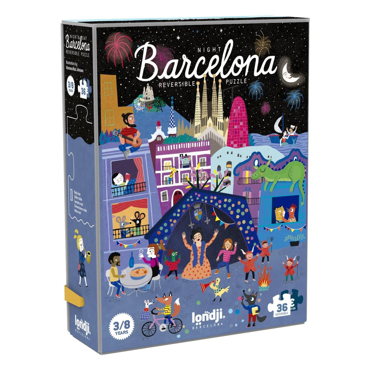 Londji: dwustronne puzzle Night & Day Barcelona - Noski Noski