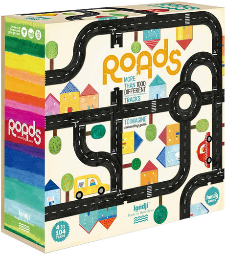 Najlepsze gry planszowe Londji Roads - kooperacyjna gra motoryzacyjna dla dzieci budujących własne trasy i miasteczka.