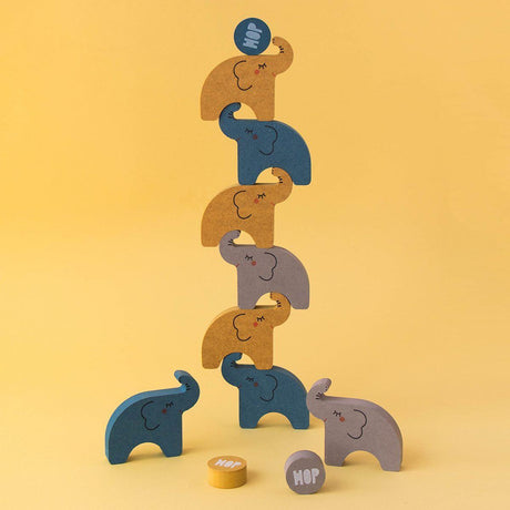 Londji Alehop! Balansujące słoniki, gra zręcznościowa z drewnianymi figurkami dla dzieci, wspiera precyzję i koncentrację.