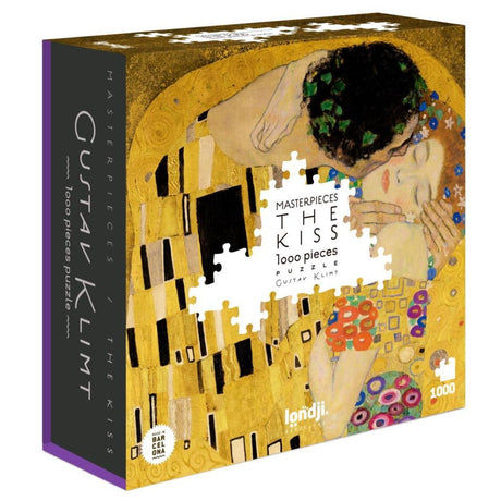 Puzzle Londji The Kiss Gustav Klimt 1000 elementów, piękna poetycka ilustracja Klimta, idealne dla miłośników sztuki.