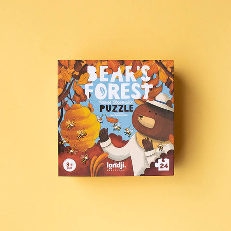 Puzzle Londji Bear's Forest - wyjątkowe puzzle dla dzieci z elementami gry, odkrywaj zwierzęta i owady w leśnym świecie.