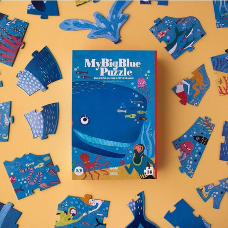 Puzzle Londji My Big Blue, duże puzzle dla dzieci, 36 elementów, oceaniczna ilustracja, ekologiczne, rozwijają umiejętności.