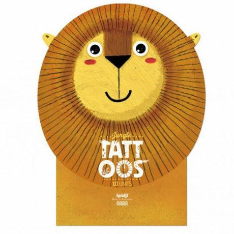 Tatuaże dla dzieci Londji Jungle: 10 zmywalnych tatuaży w kształcie lwa, wzory zwierząt z dżungli, idealne na przyjęcia.
