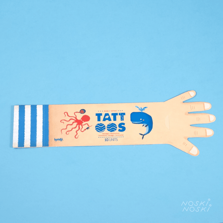 Zestaw 10 zmywalnych tatuaży dla dzieci Londji Ocean z motywem podwodnym, bezpieczne i nietoksyczne tatuaże tymczasowe.
