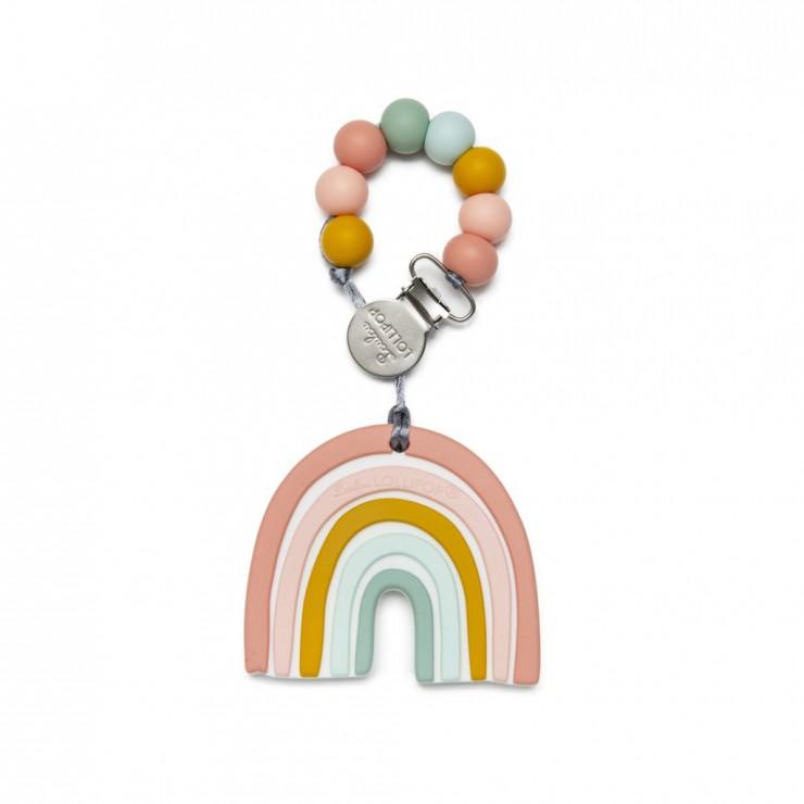 Loulou Lollipop: gryzak silikonowy z zawieszką tęcza Pastel Rainbow - Noski Noski