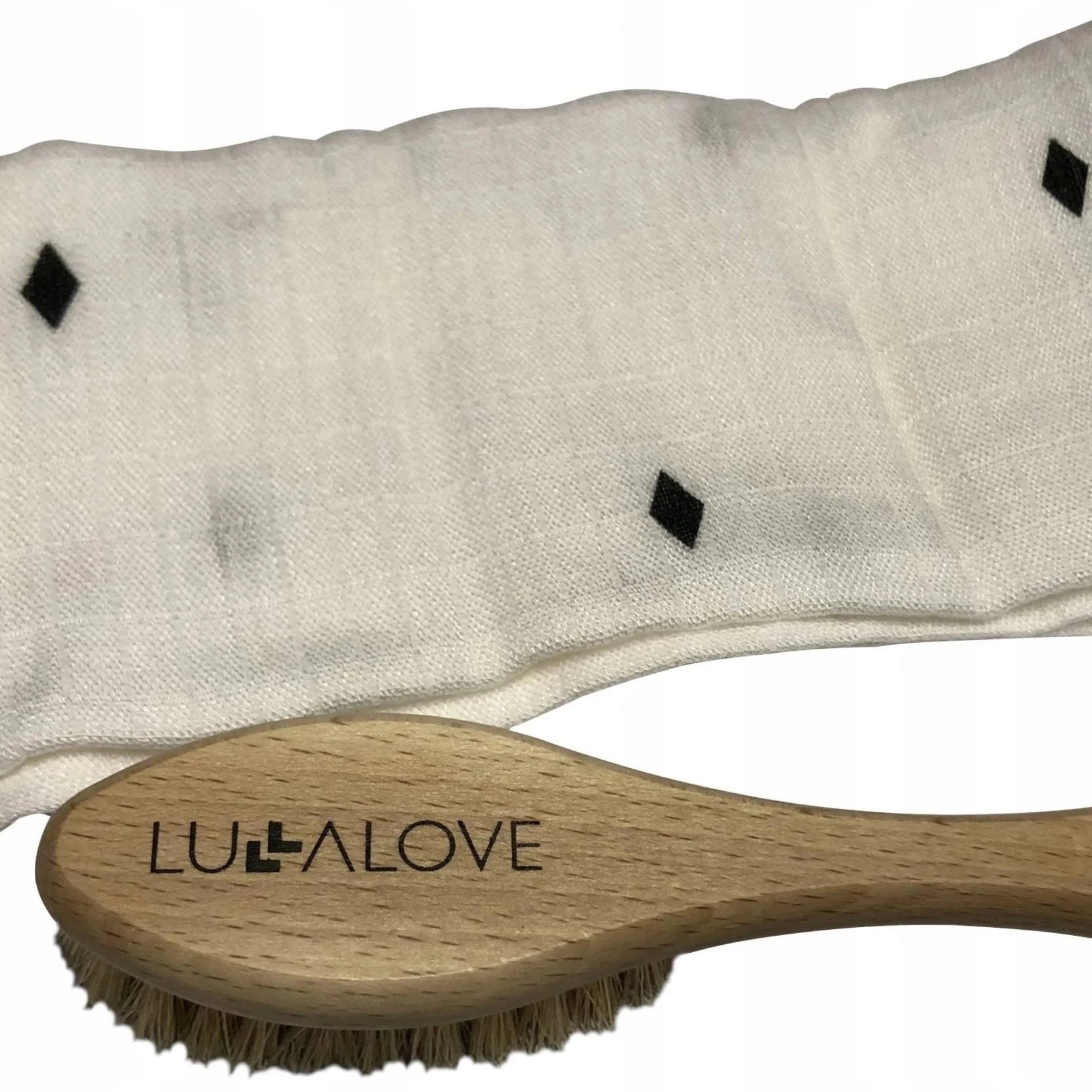 Lullalove: delikatna szczotka z włosia koziego + muślinowa myjka - Noski Noski