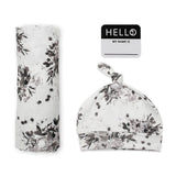 Lulujo: kocyk i czapeczka Hello World! Black Floral - Noski Noski