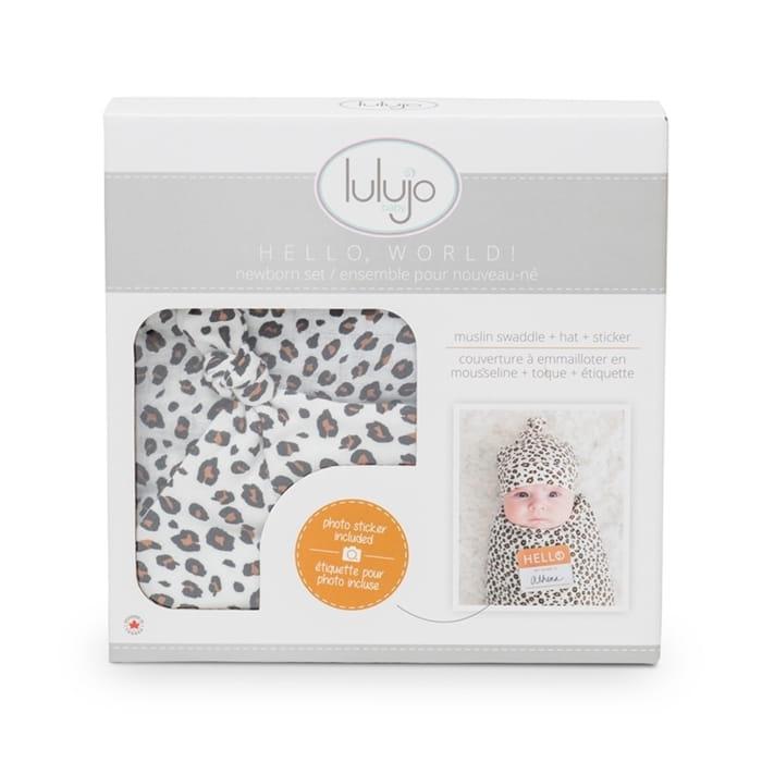 Lulujo: kocyk i czapeczka Hello World! Leopard - Noski Noski