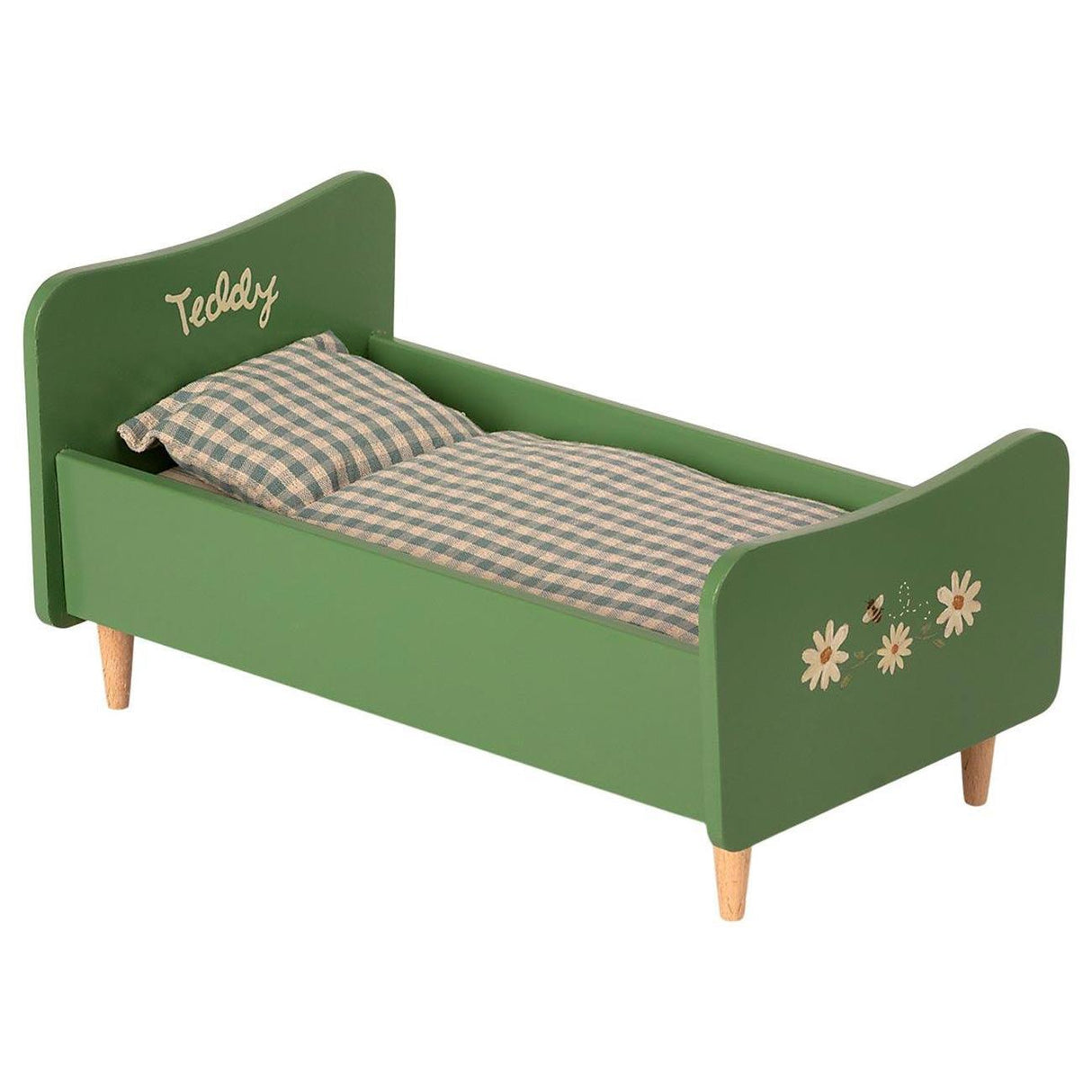 Maileg: drewniane łóżko dla misia Wooden Bed for Teddy Dad - Noski Noski