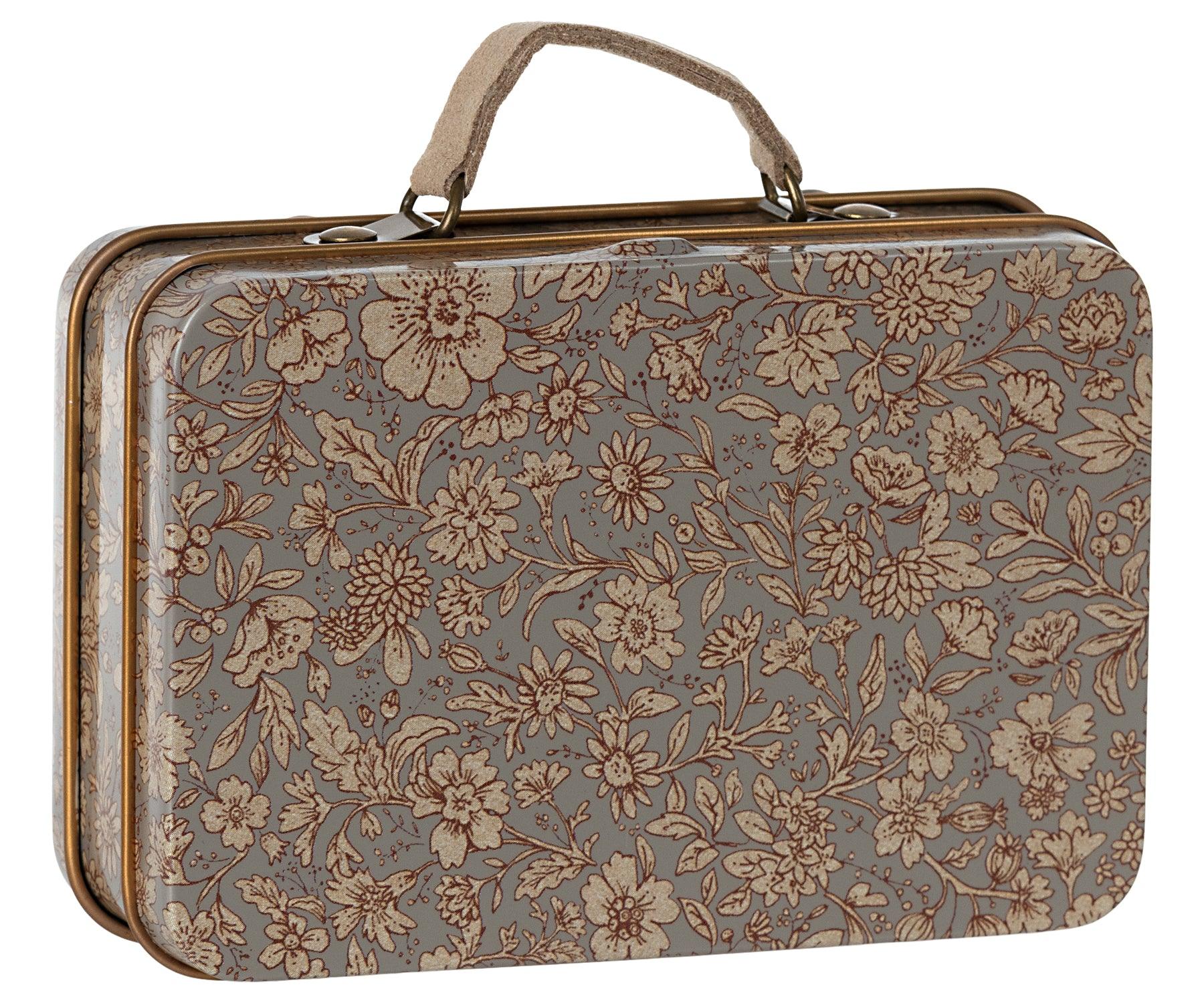 Maileg: metalowa walizka dla myszki Blossom Grey - Noski Noski