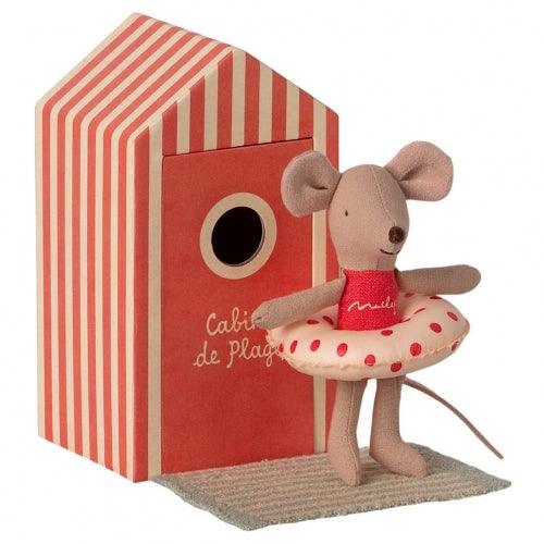 Maileg: myszka młodsza siostra Little Sister in Cabin de Plage 11 cm - Noski Noski